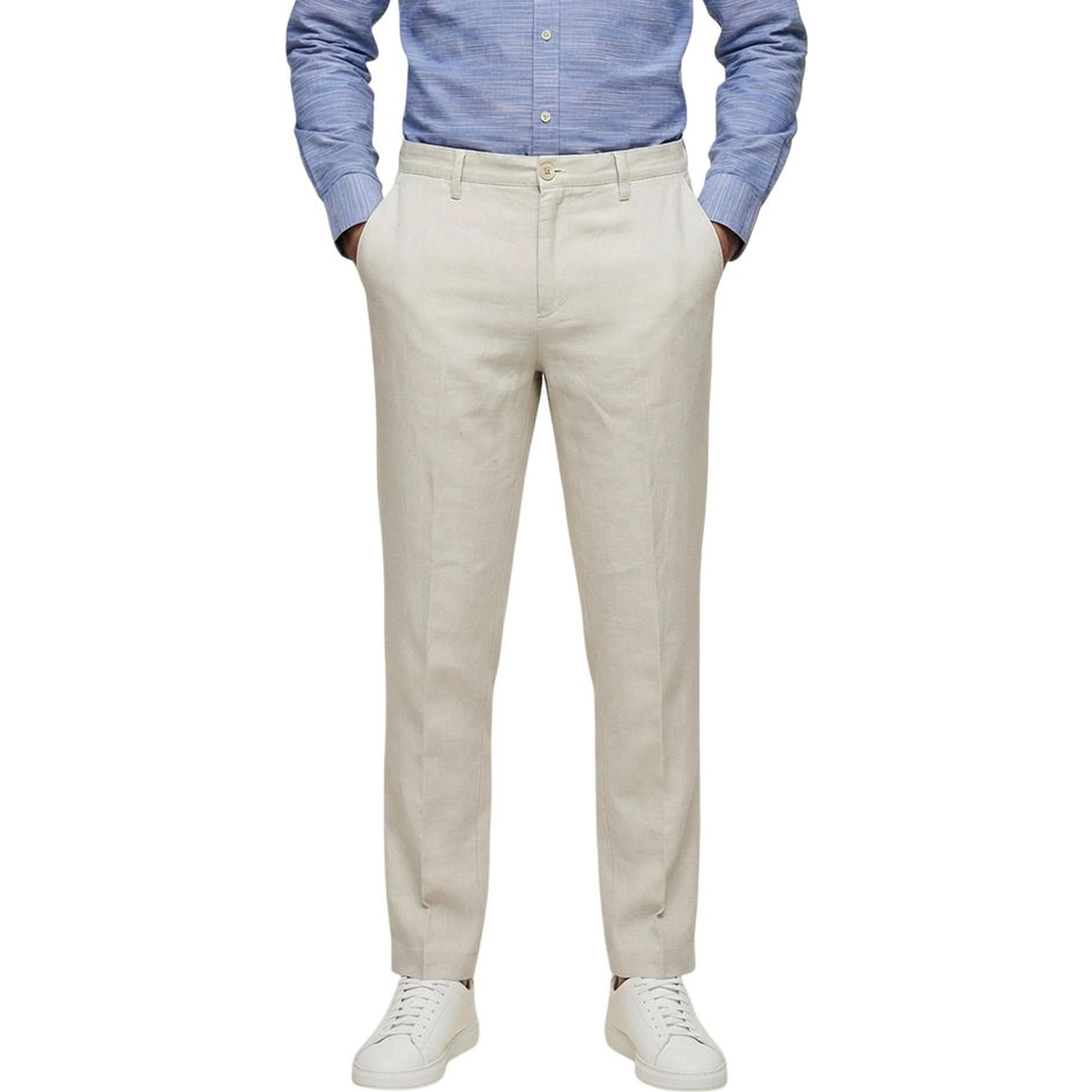 White Linen Casual Pants