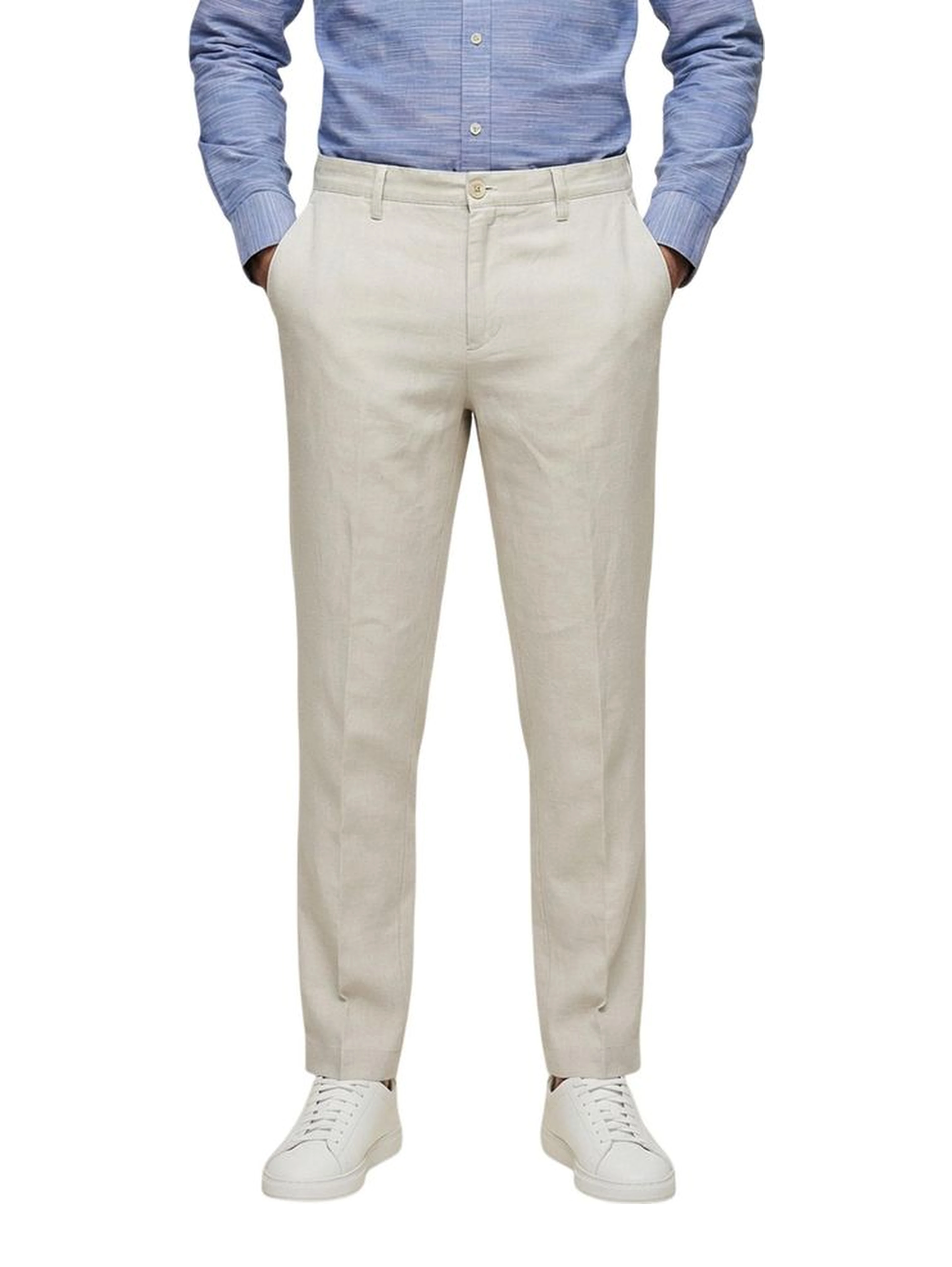 White Linen Casual Pants