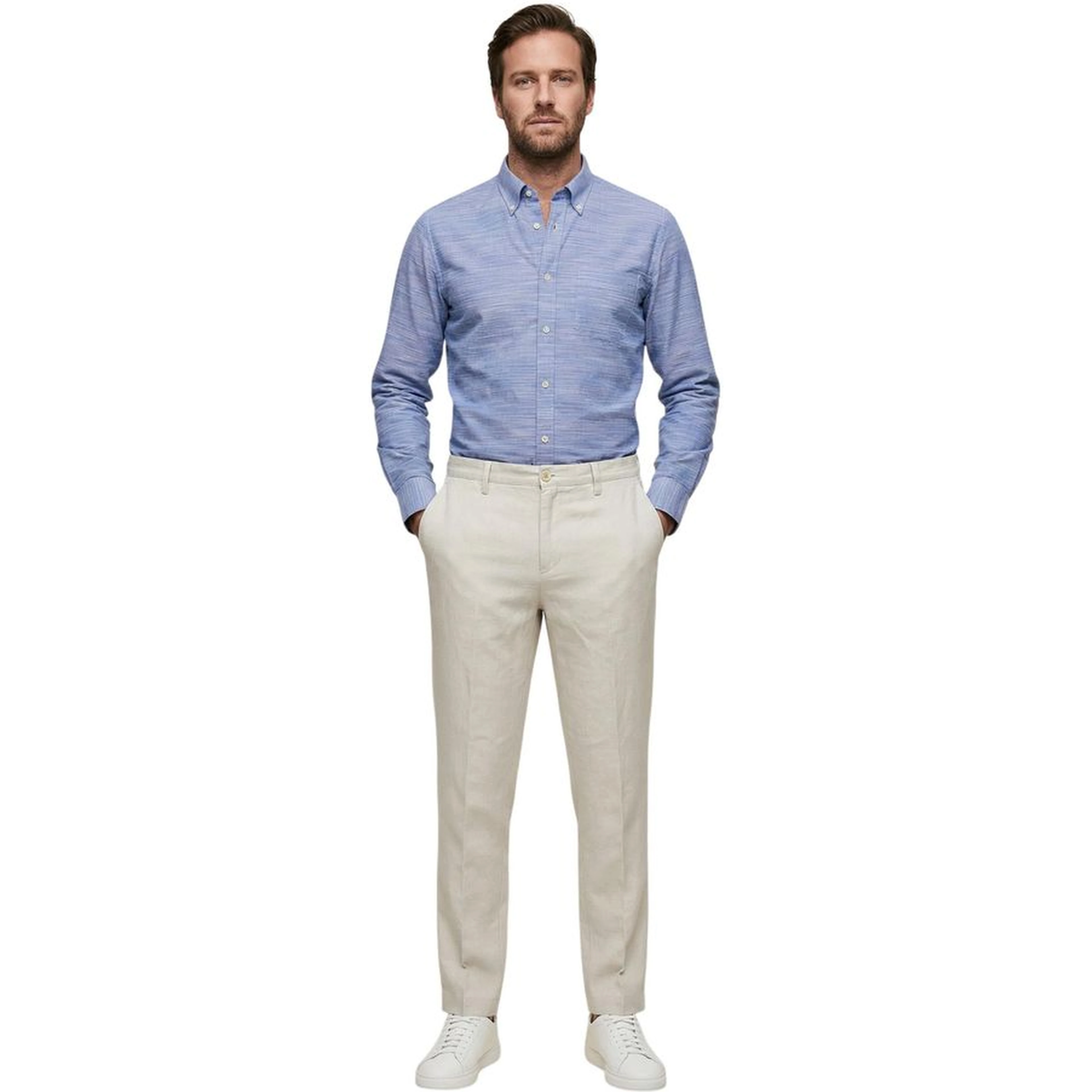 White Linen Casual Pants