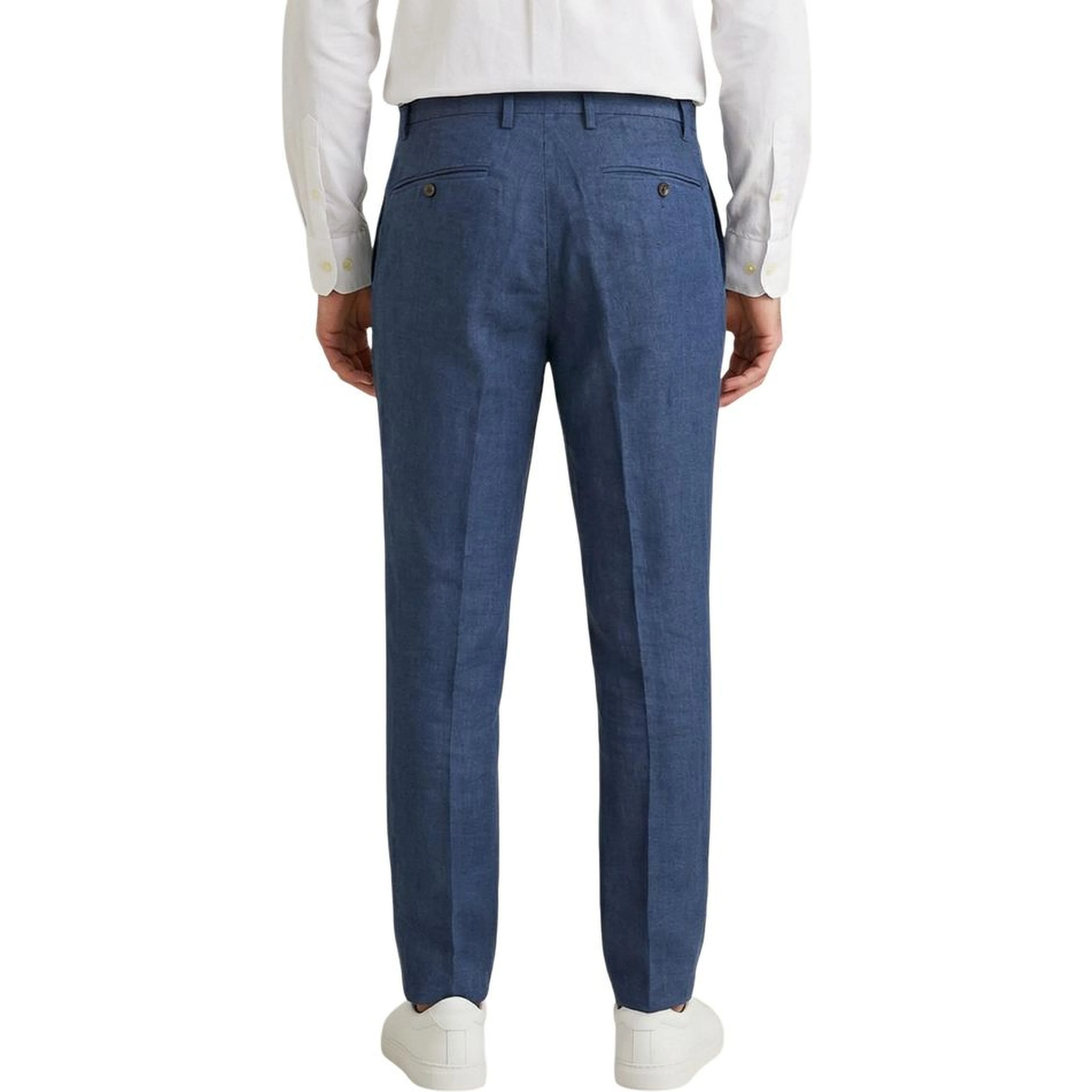 Blue Linen Casual Pants