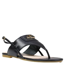 Black Leather Flat Sandals