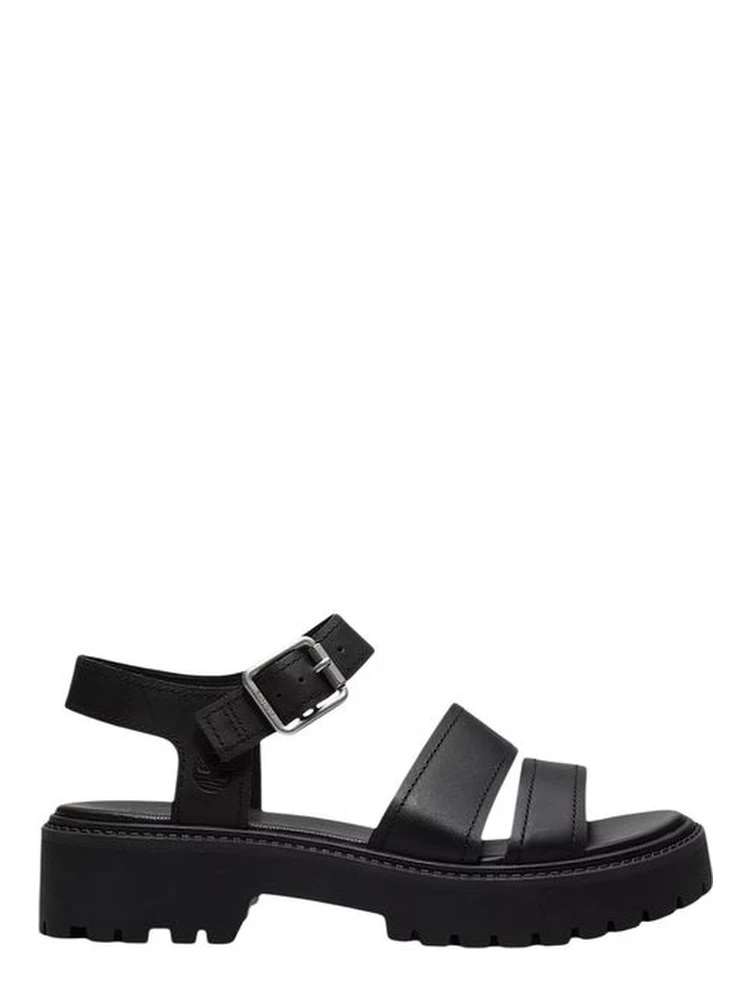 Black Leather Platform Sandals