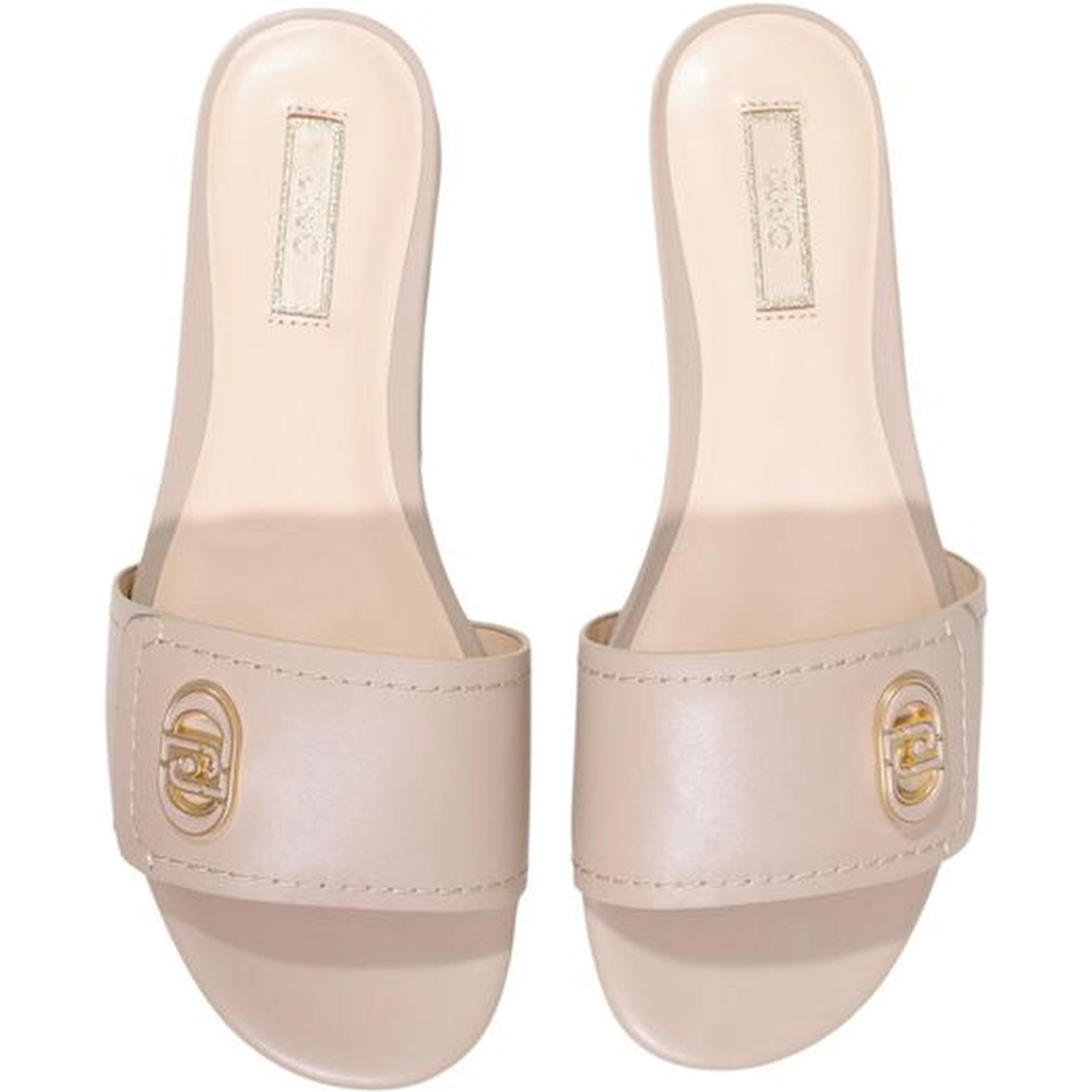 Beige Leather Flat Sandals