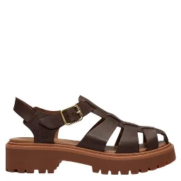 Brown Leather Flat Sandals