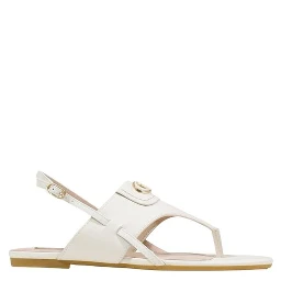 White Leather Flat Sandals
