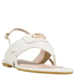 White Leather Flat Sandals