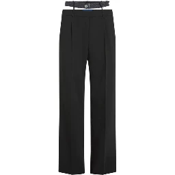 Black Polyester Casual Pants