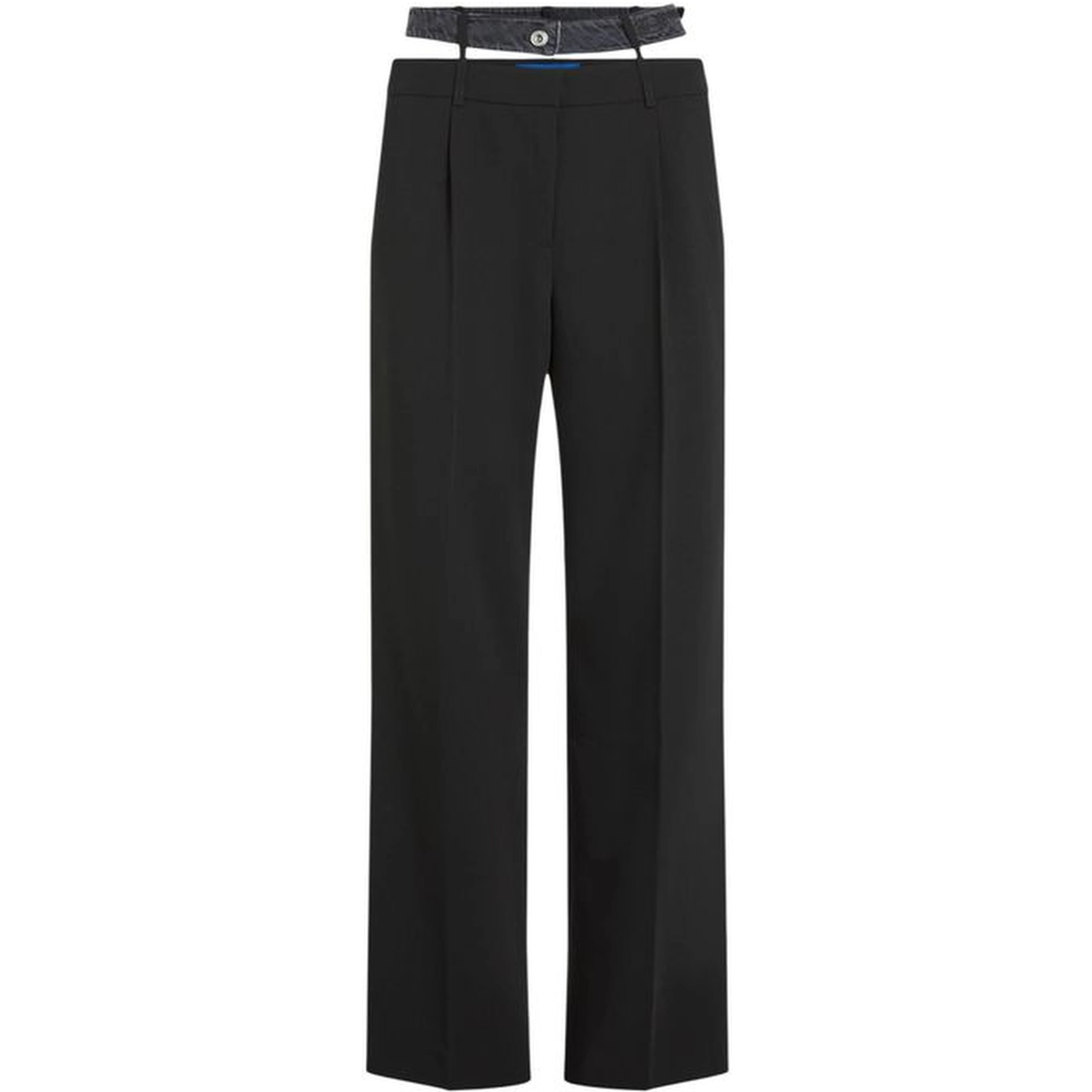 Black Polyester Casual Pants