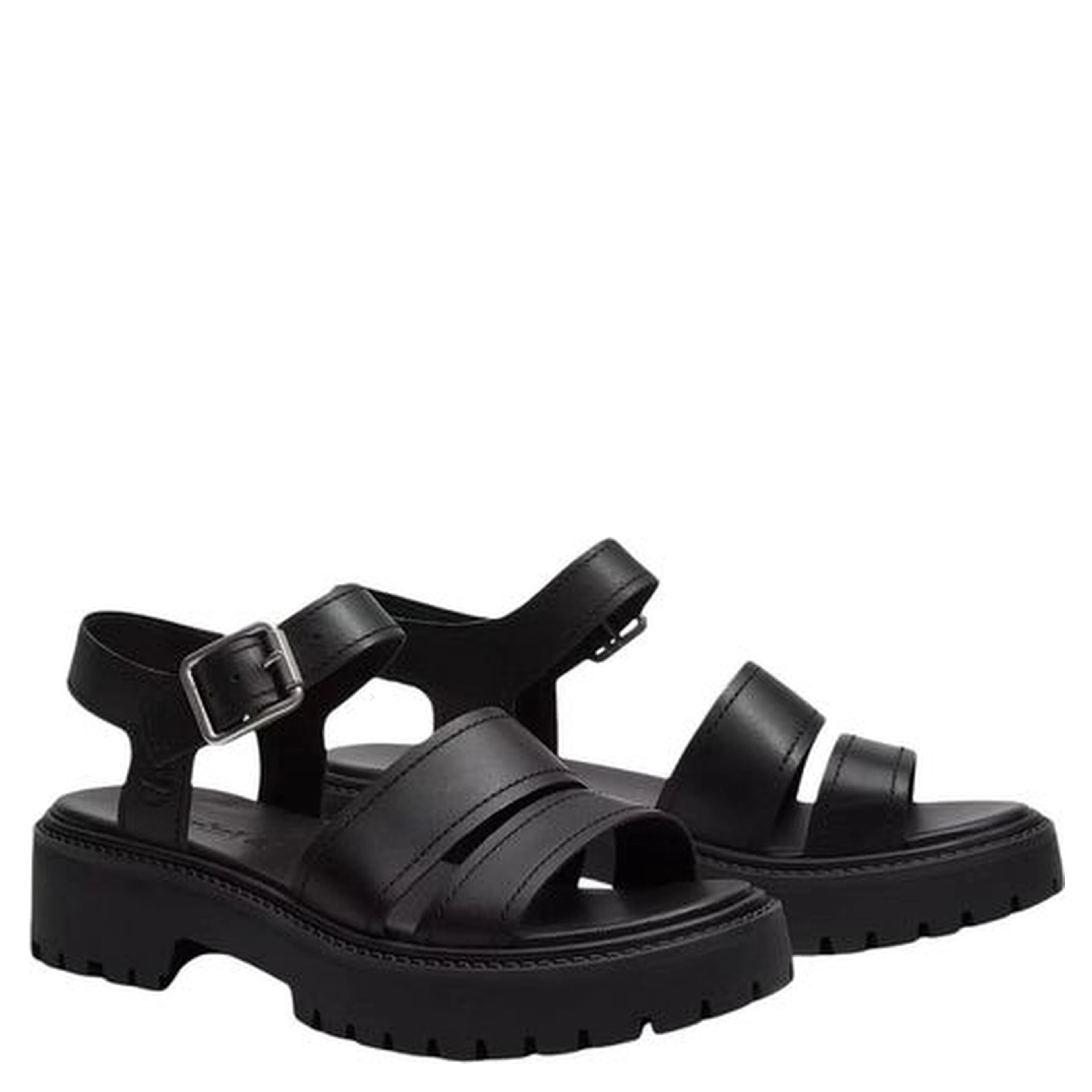 Black Leather Platform Sandals