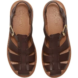 Brown Leather Flat Sandals