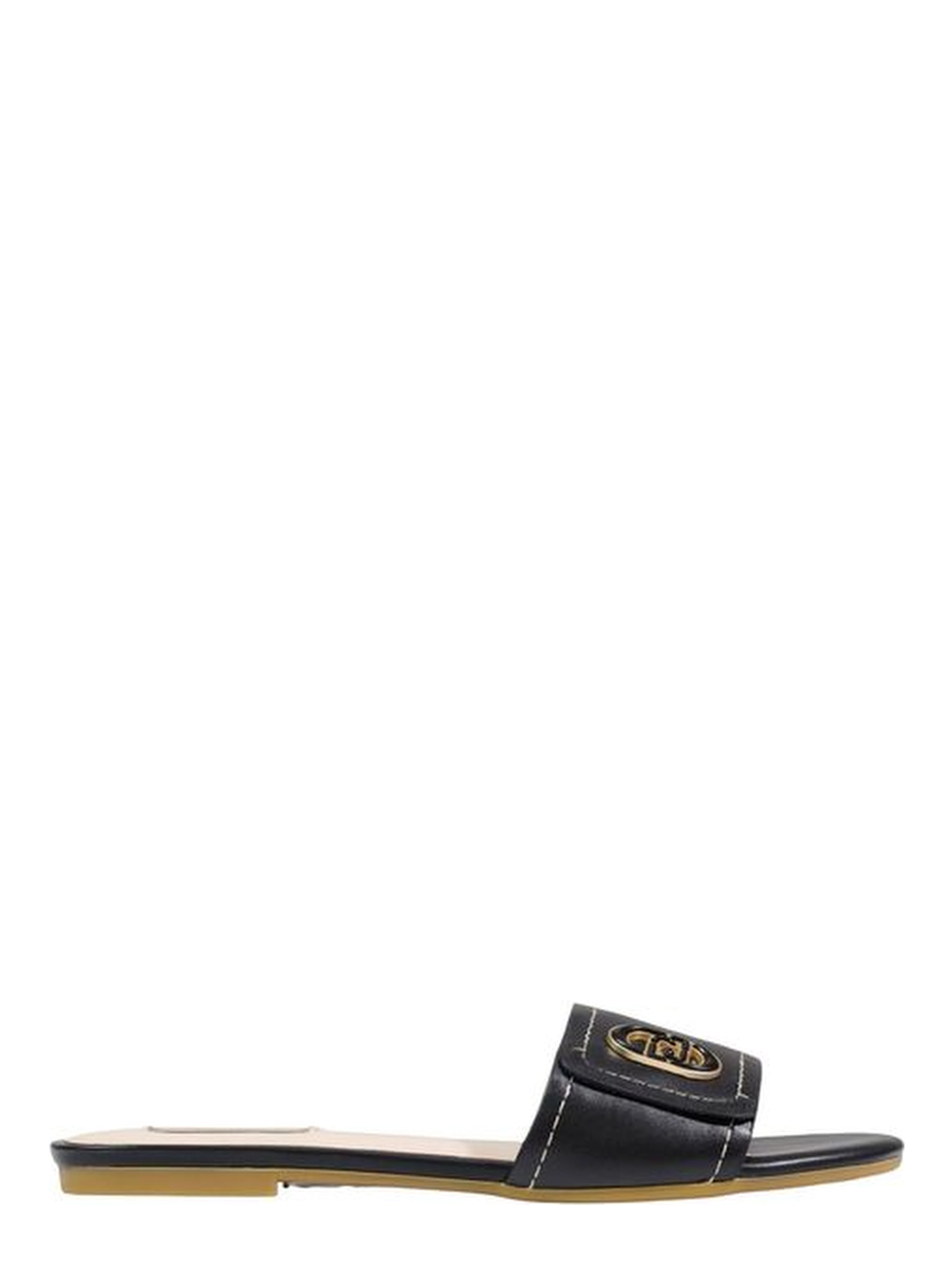 Black Leather Flat Sandals