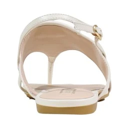 White Leather Flat Sandals
