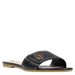 Black Leather Flat Sandals