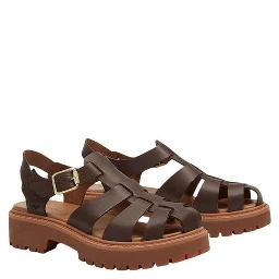 Brown Leather Flat Sandals