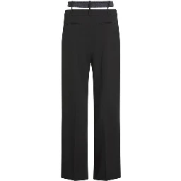 Black Polyester Casual Pants