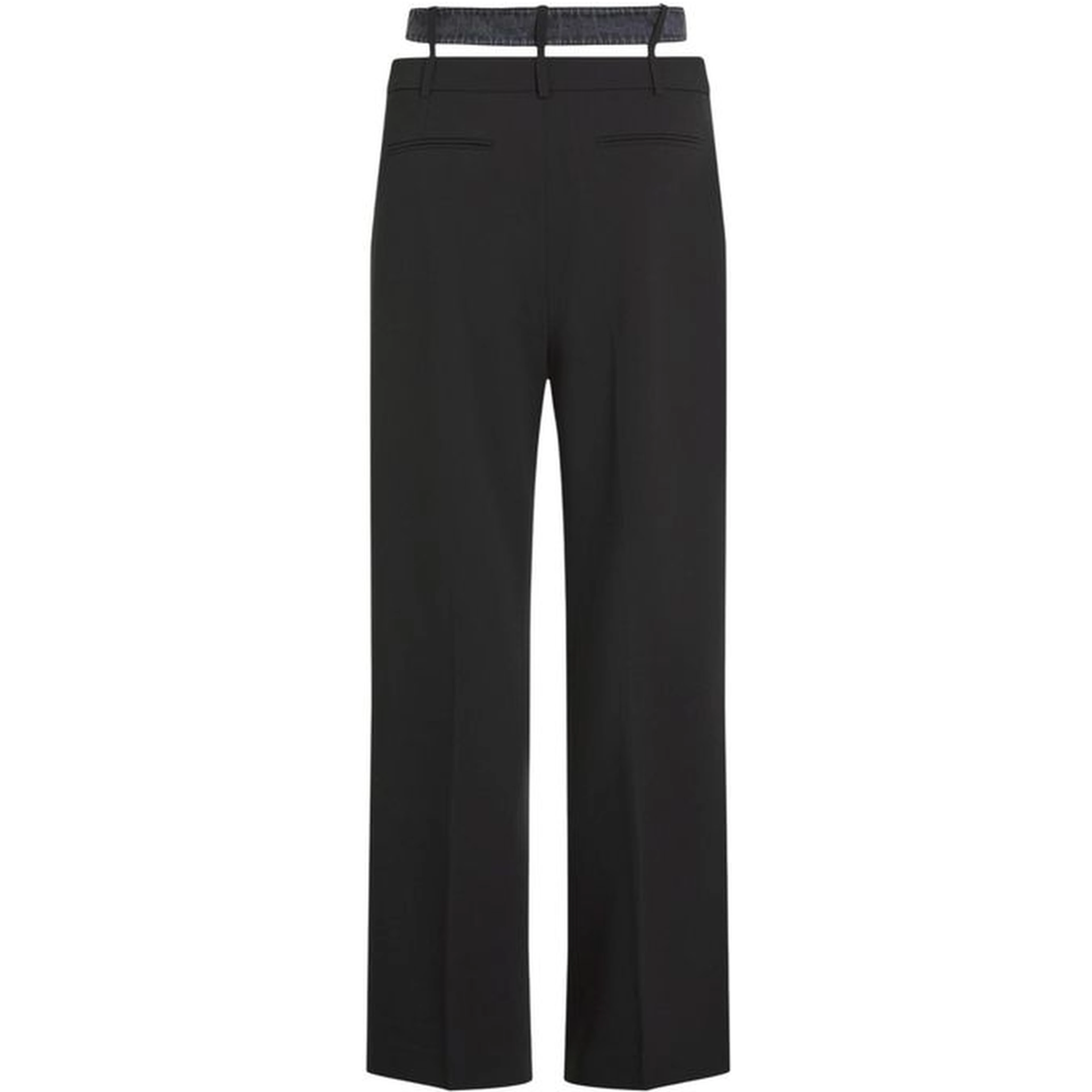 Black Polyester Casual Pants
