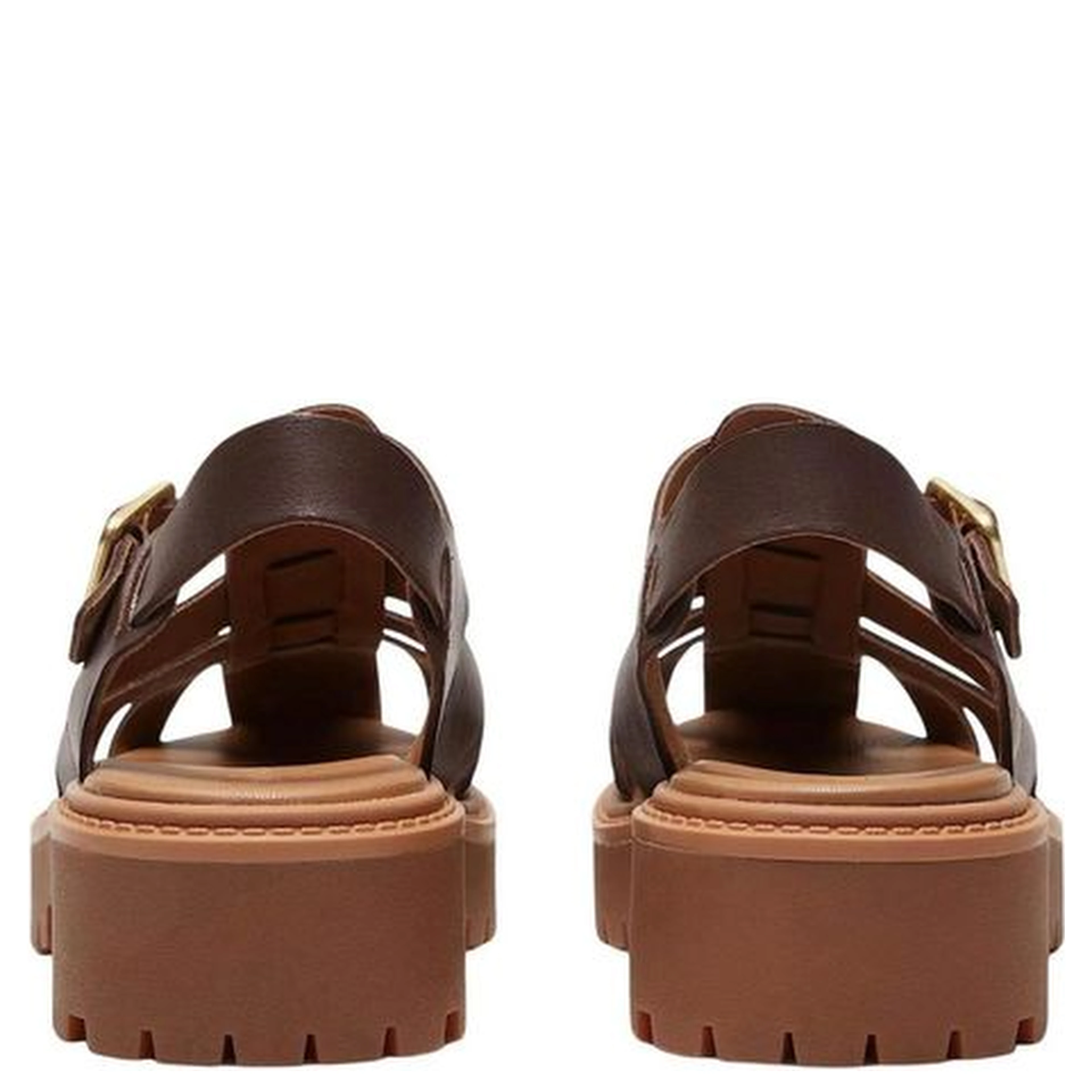 Brown Leather Flat Sandals