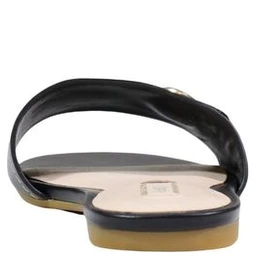 Black Leather Flat Sandals