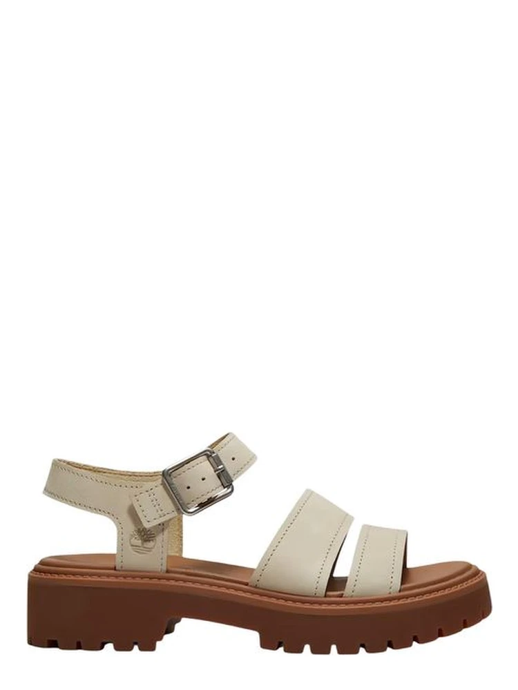 Beige Leather Platform Sandals