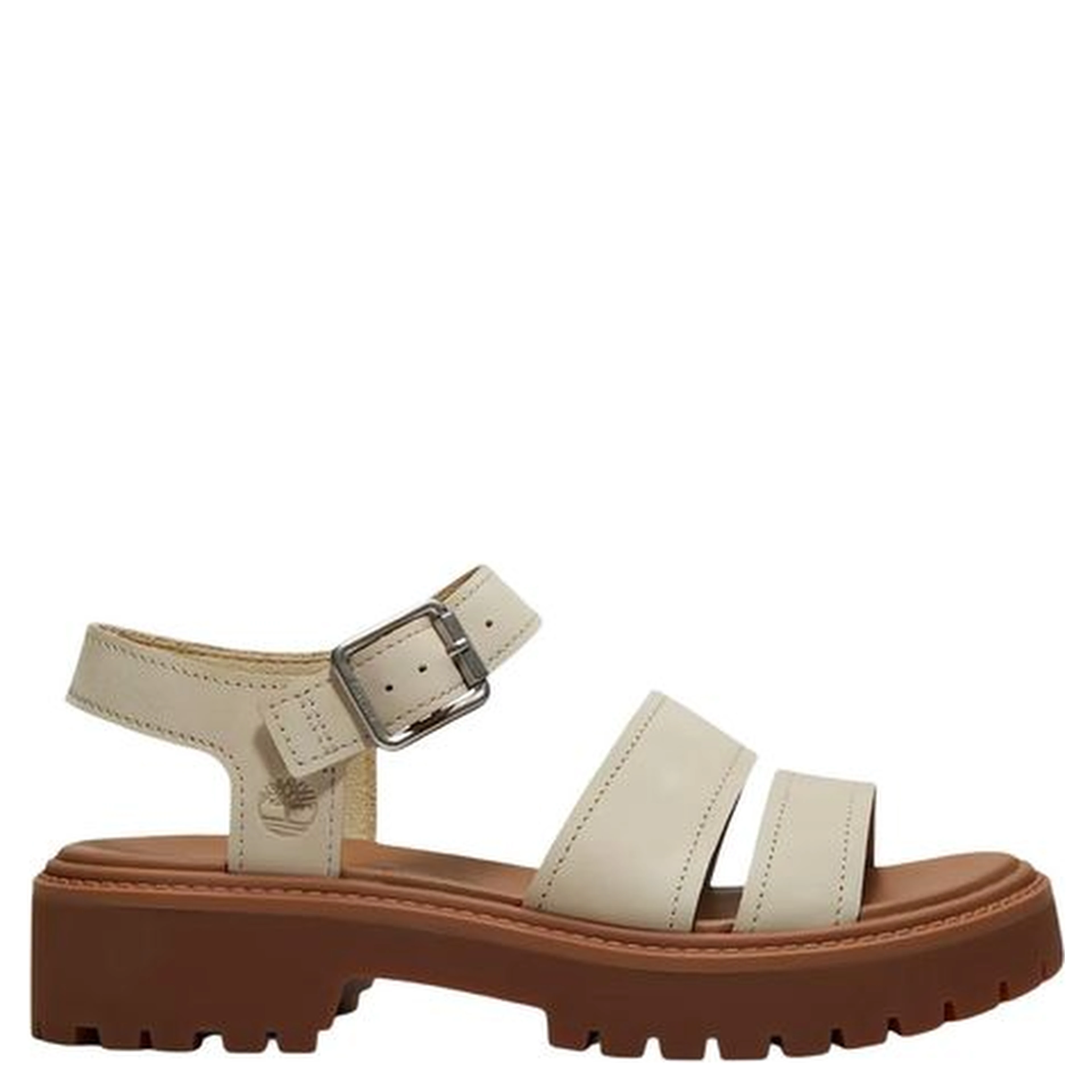 Beige Leather Platform Sandals