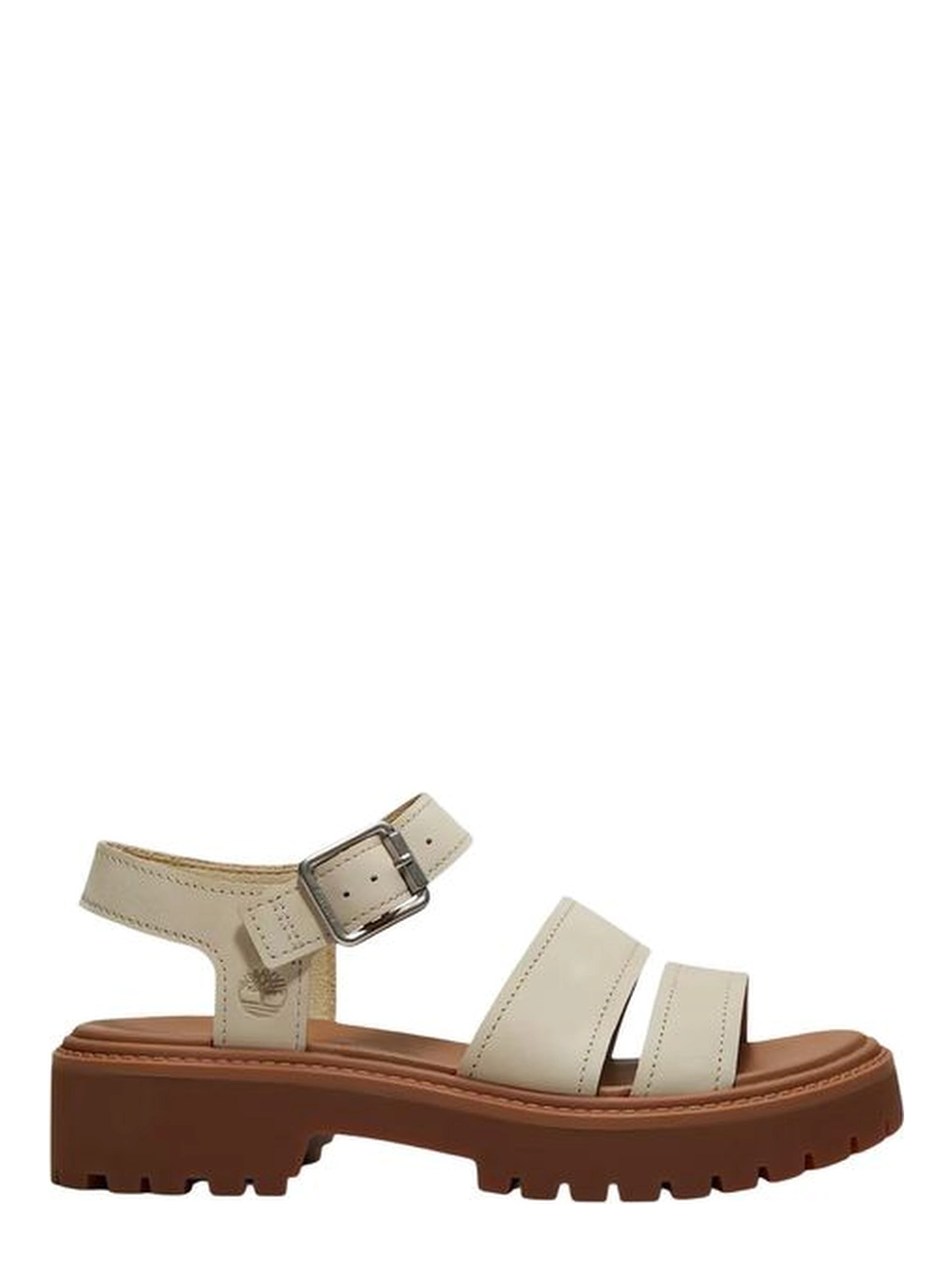 Beige Leather Platform Sandals
