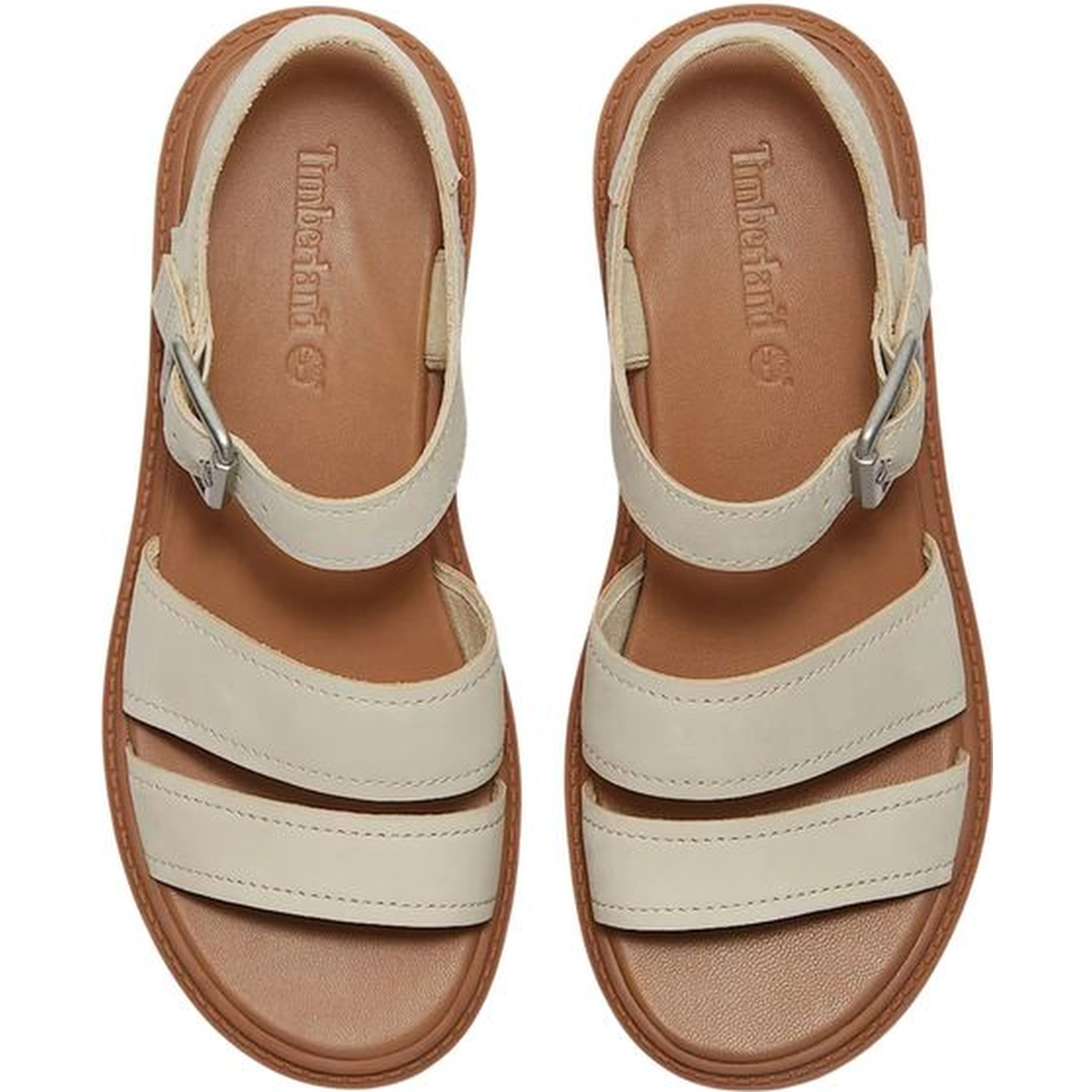 Beige Leather Platform Sandals