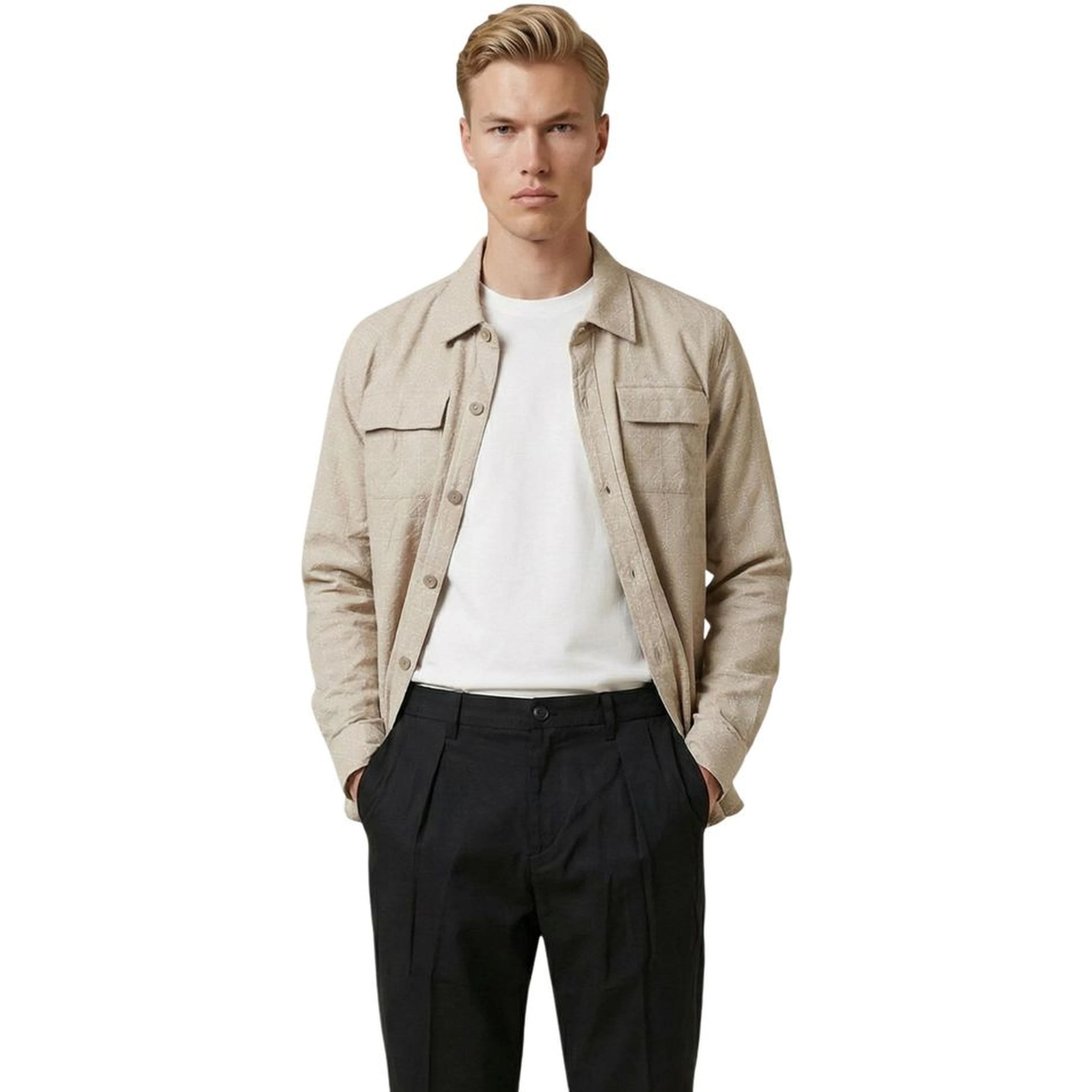 Beige Viscose Pattern Shirt