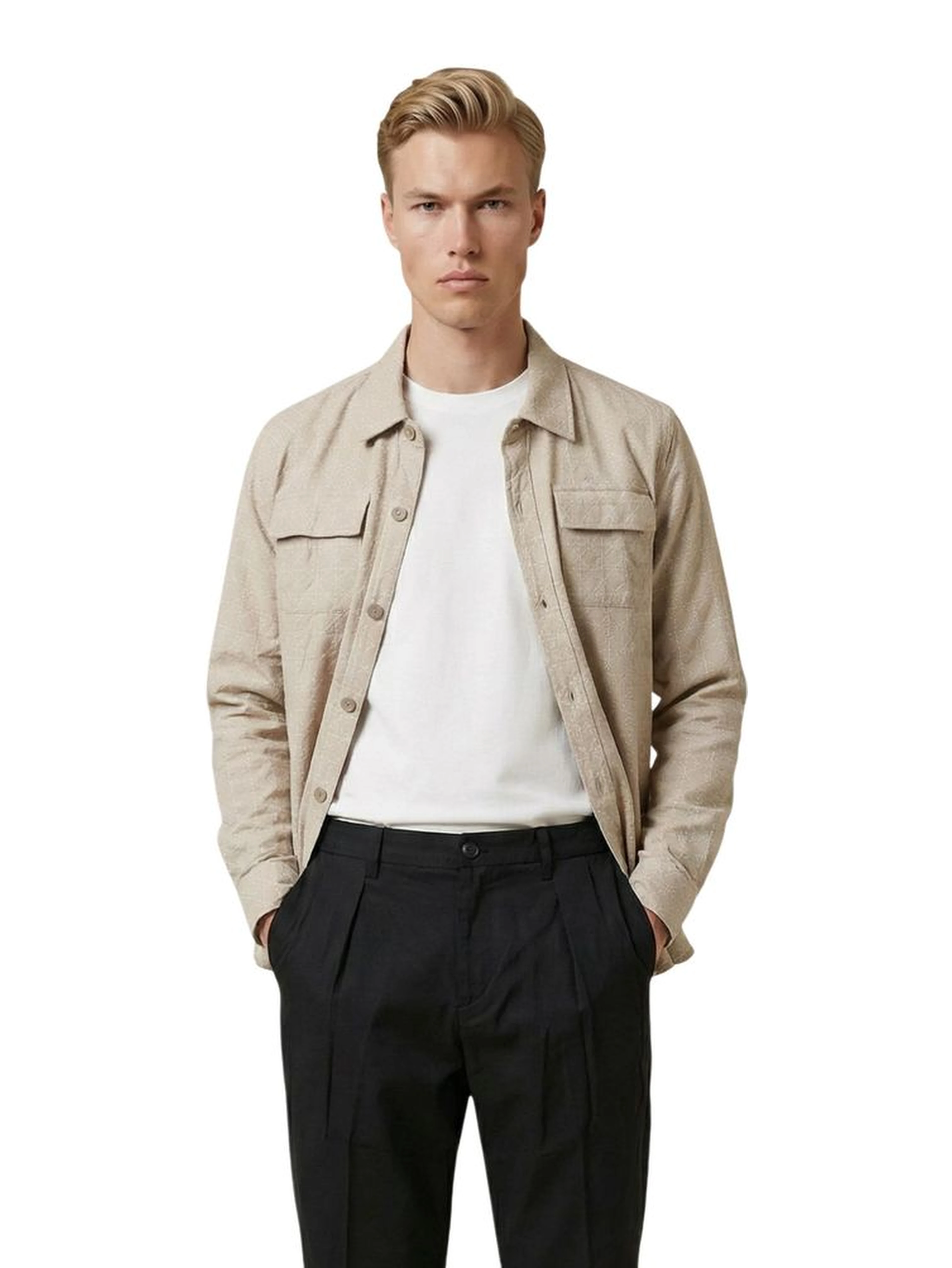 Beige Viscose Pattern Shirt
