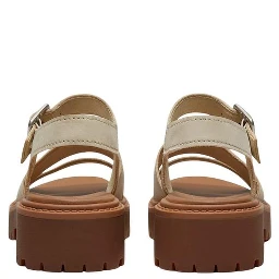 Beige Leather Platform Sandals