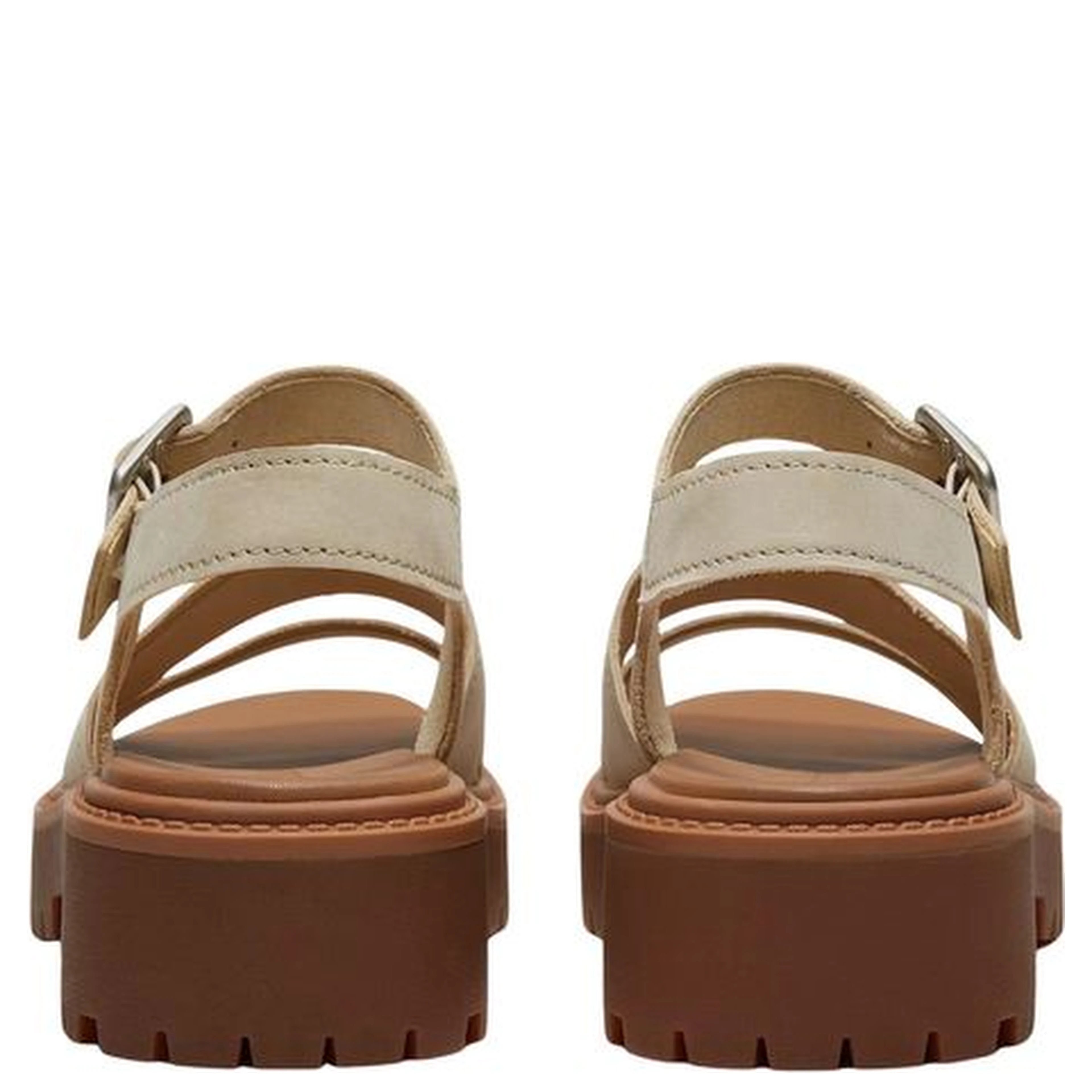 Beige Leather Platform Sandals