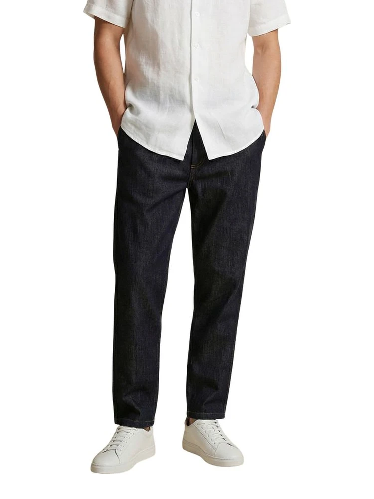 Blue Cotton Casual Pants