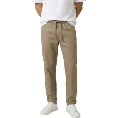 Brown Polyester Casual Pants