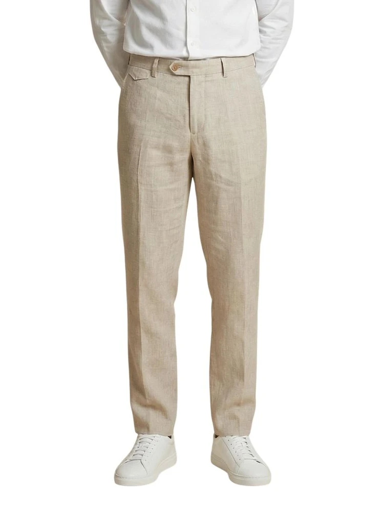 Beige Linen Casual Pants