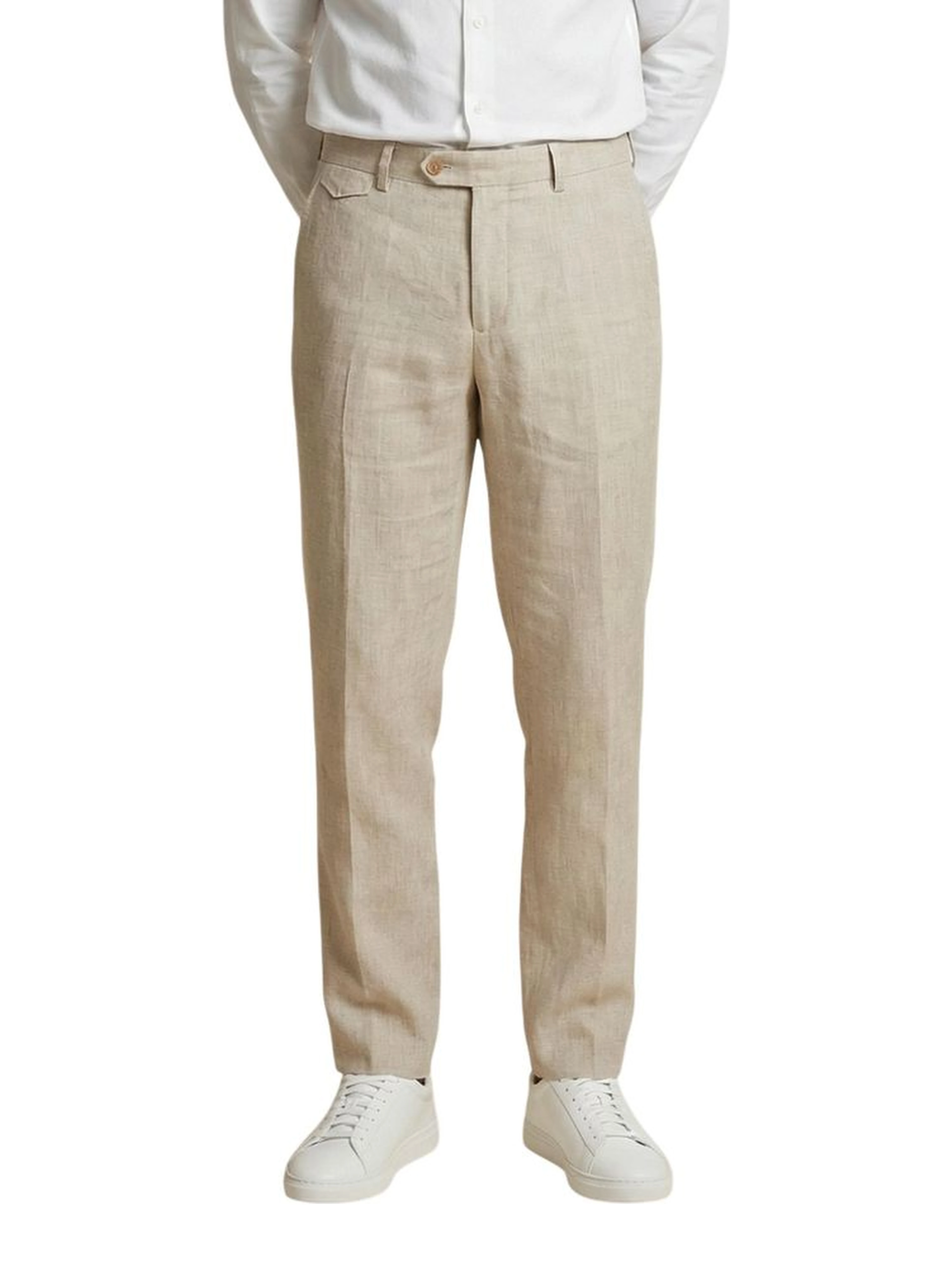 Beige Linen Casual Pants
