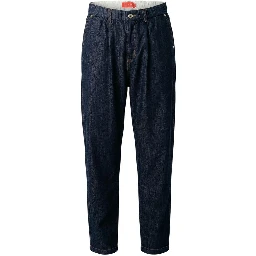 Blue Cotton Casual Pants