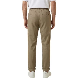 Brown Polyester Casual Pants