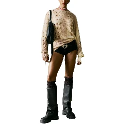 Beige Marabou Sweatshirt