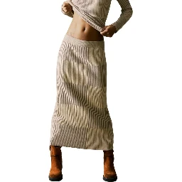 Beige Viscose Long Skirt