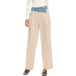 Beige Viscose Flared Pants