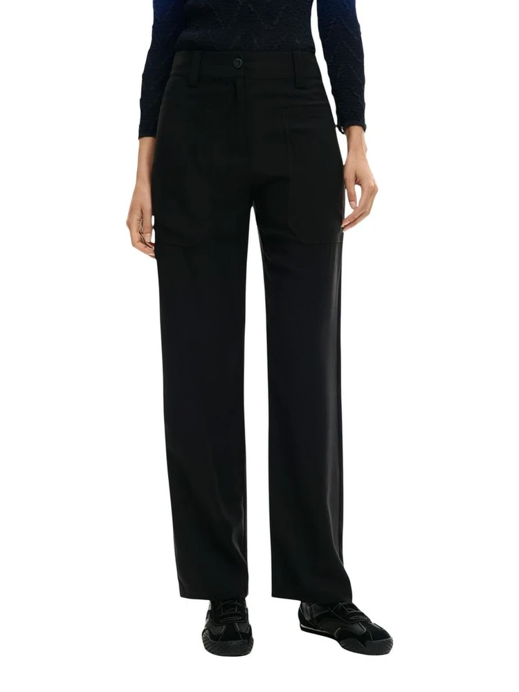 Black Viscose Casual Pants