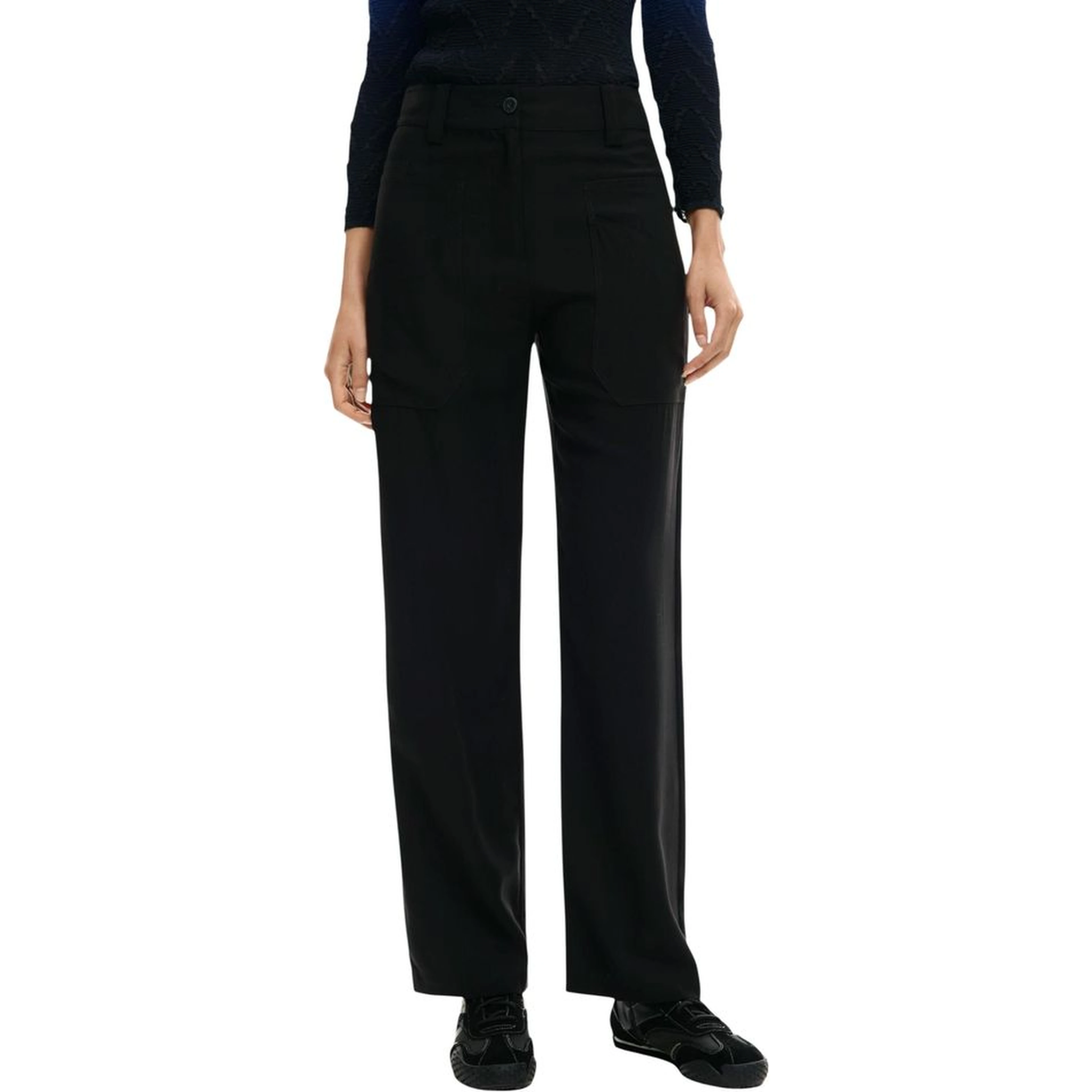 Black Viscose Casual Pants