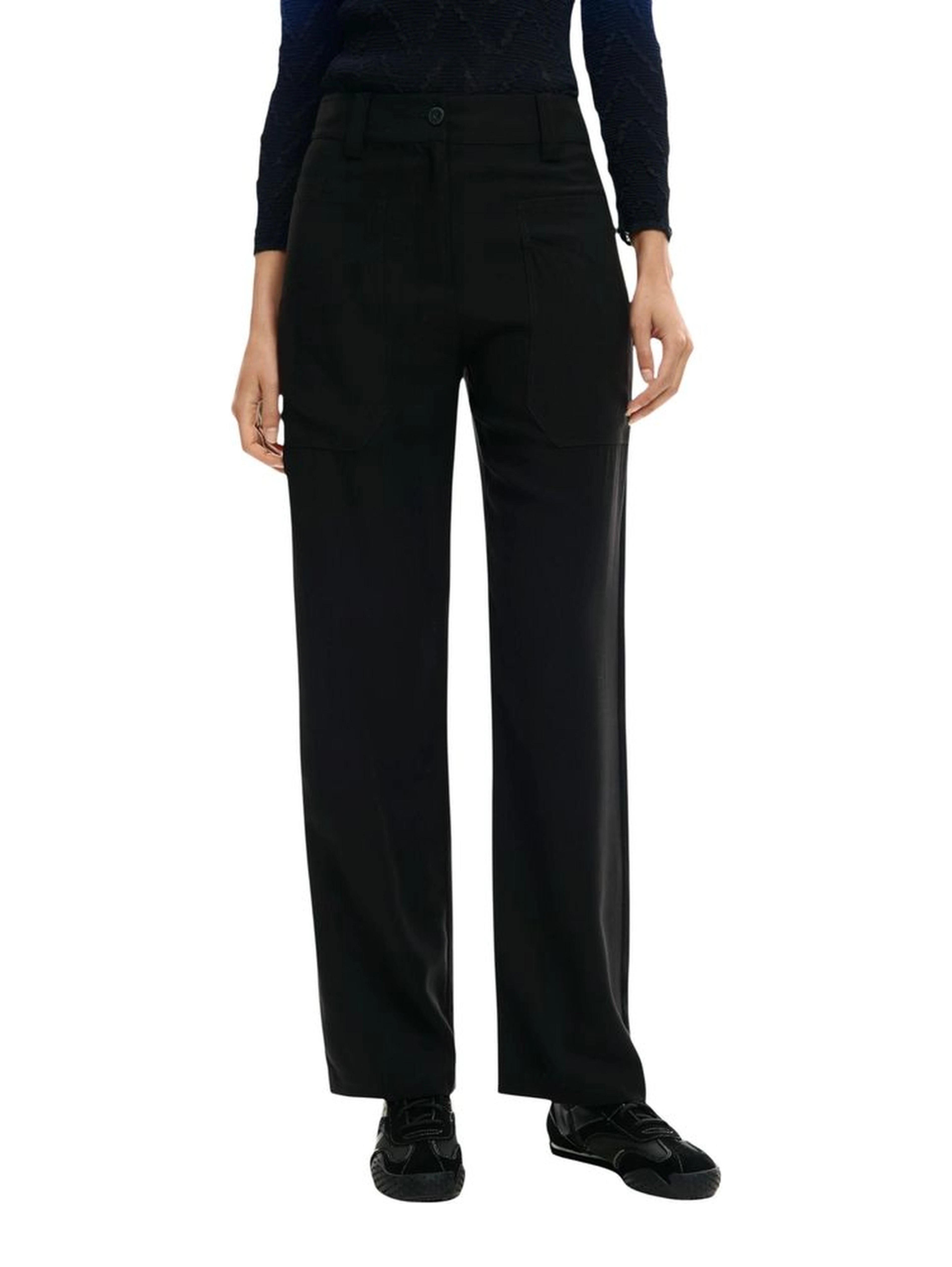 Black Viscose Casual Pants