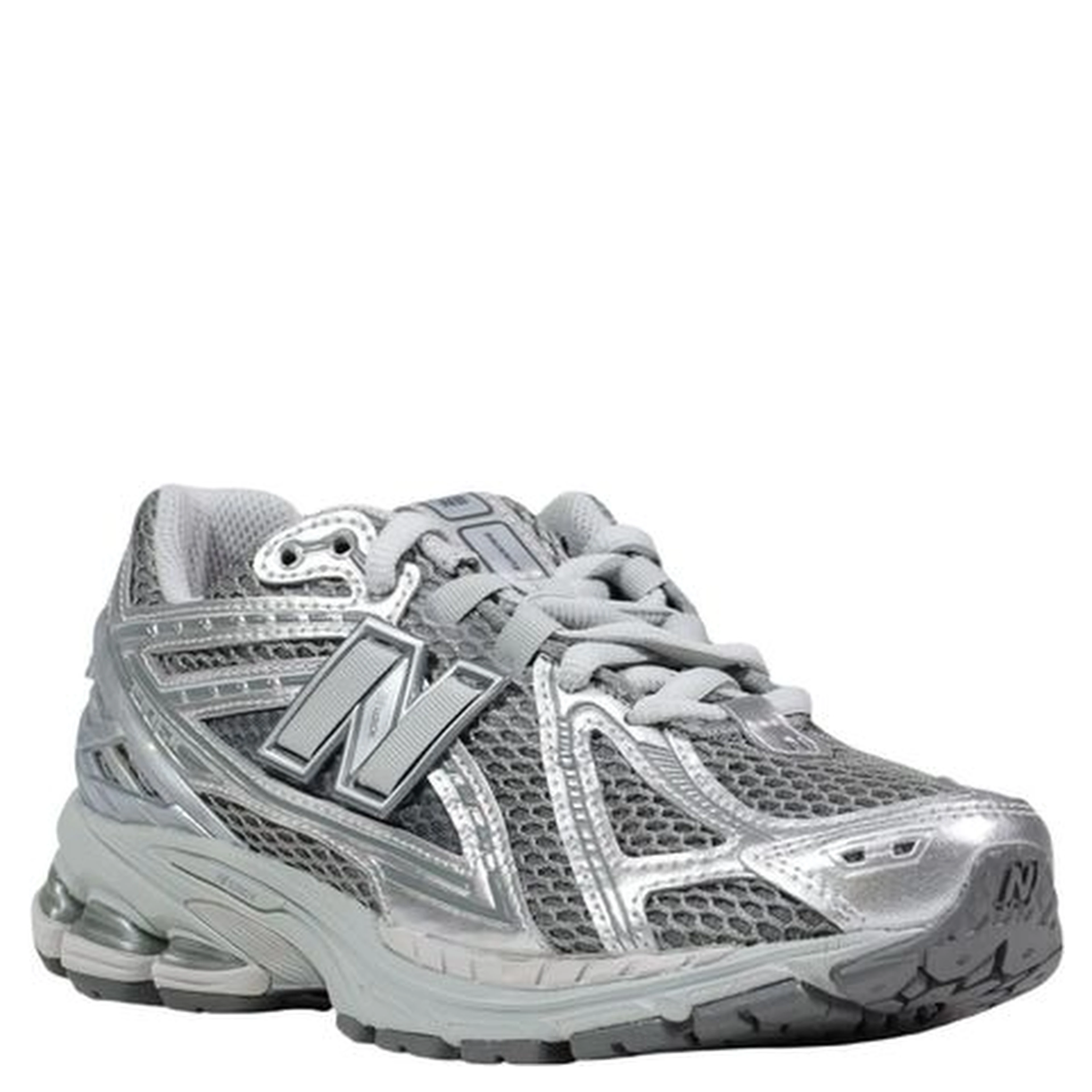 Silver Synthetic Athletic Sneakers