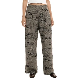 Gray Polyester Casual Pants