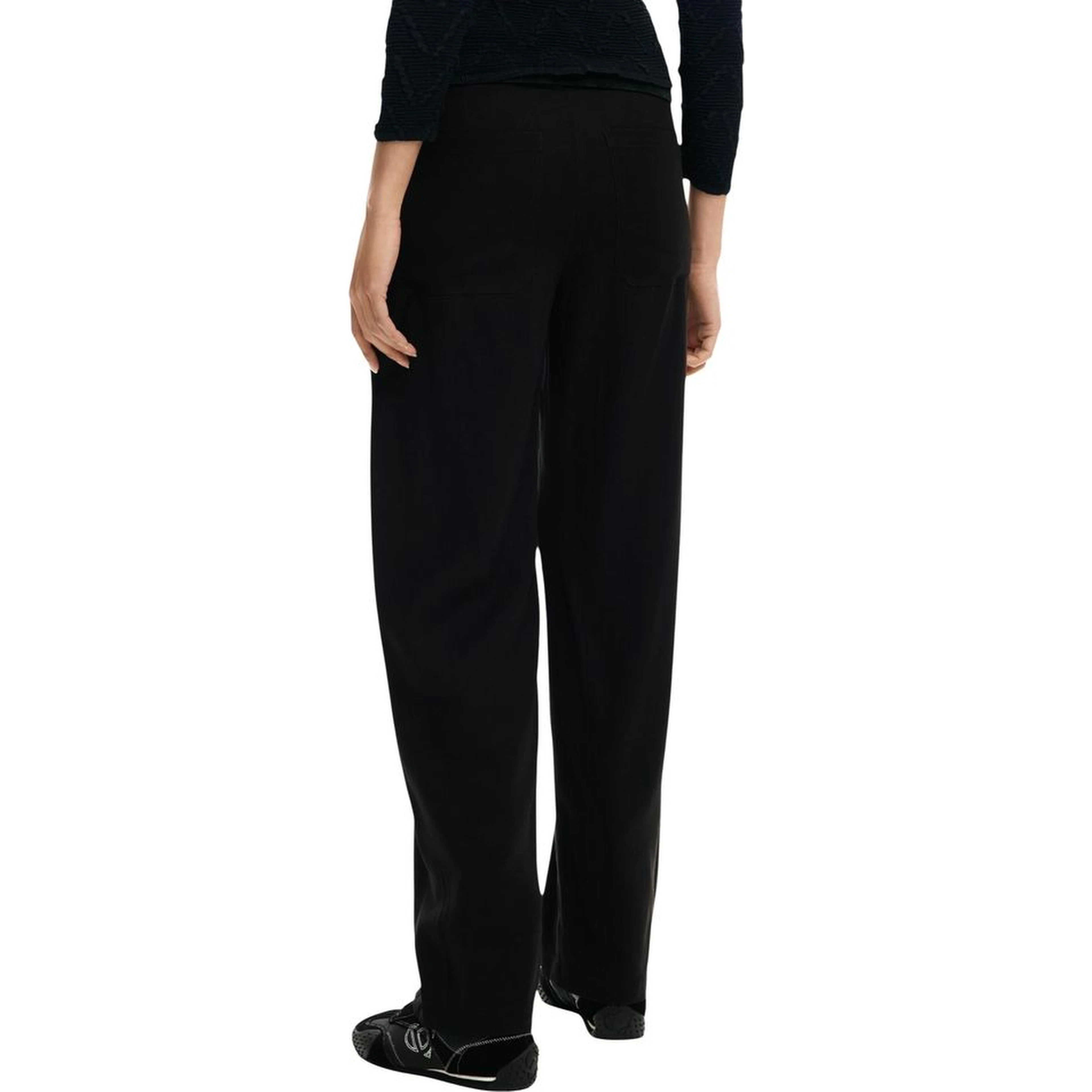 Black Viscose Casual Pants