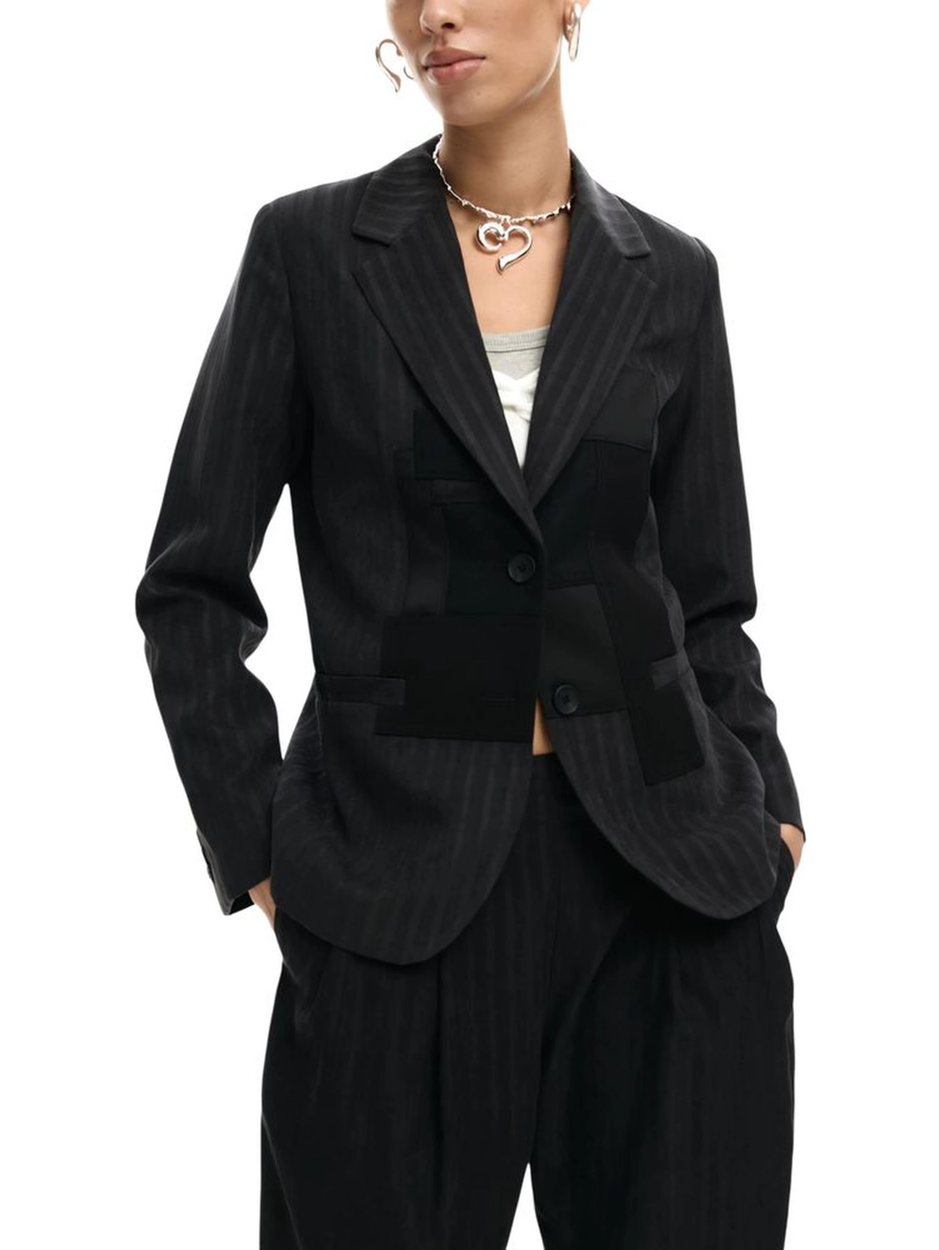 Gray Polyester Blazer