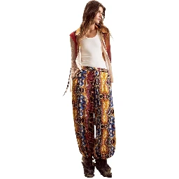 Orange Viscose Casual Pants