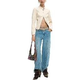 Beige Polyester Full-Length Jacket
