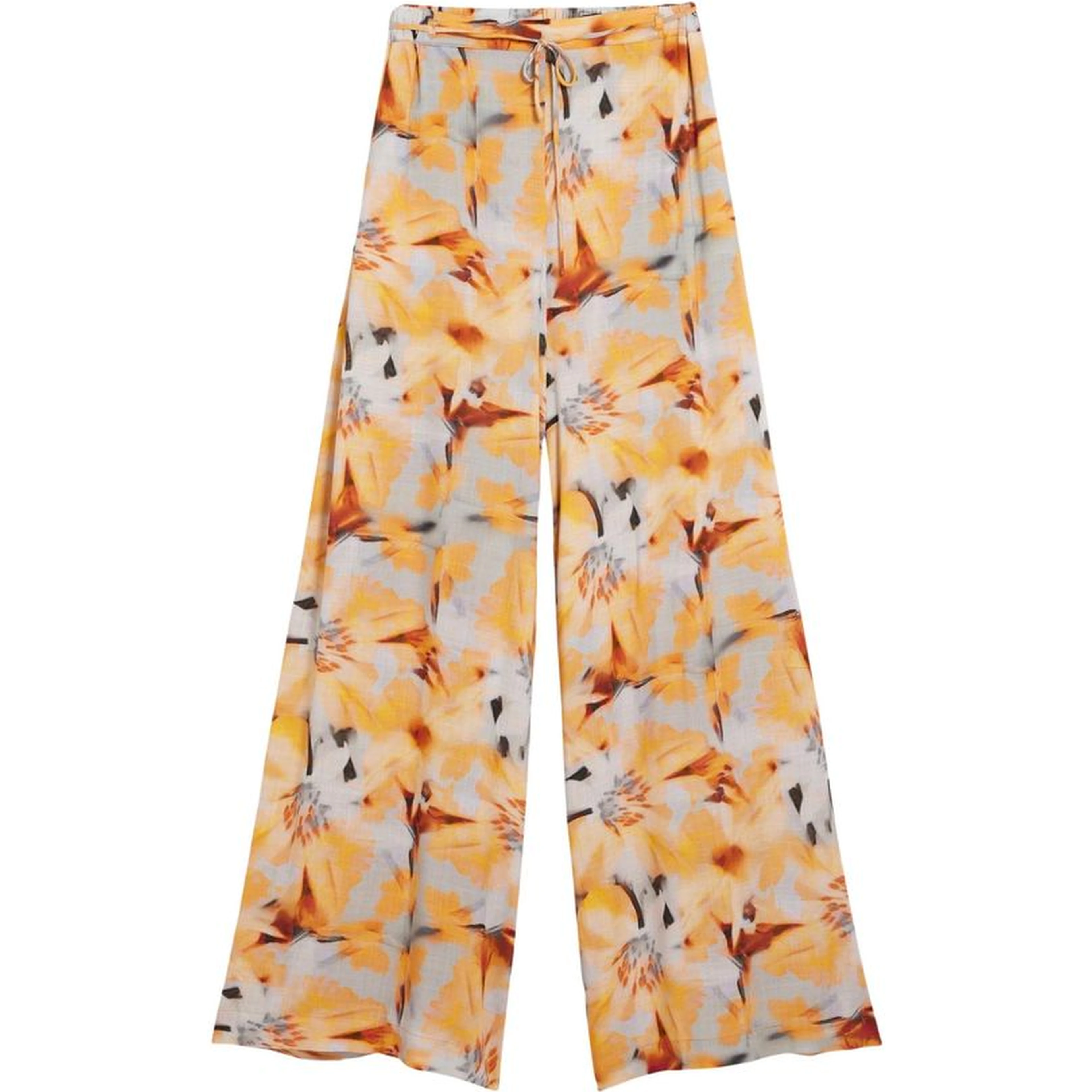 Orange Viscose Casual Pants