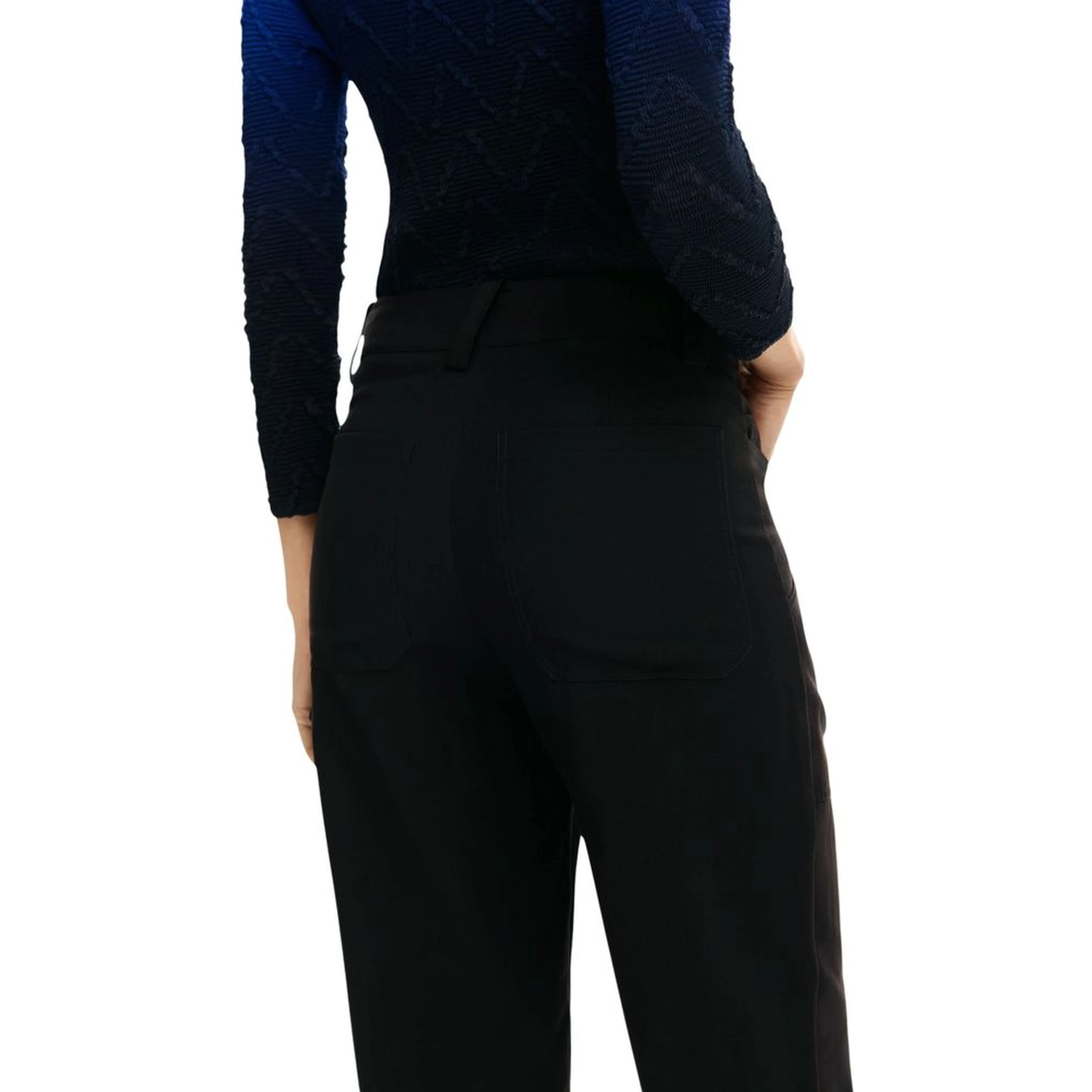 Black Viscose Casual Pants